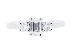 Emerald Cut with Round Side Stones Engagement Ring