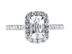 Ashoka Diamond with Scallop Set Shoulders Engagement Ring