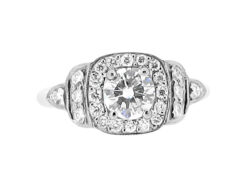 Round Halo Antique Style Engagement Ring