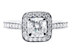 Cushion Cut Halo with Pave Shoulders Engagement Ring