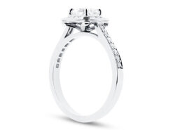 Cushion Cut Halo with Pave Shoulders Diamond Ring ER 1982 Side