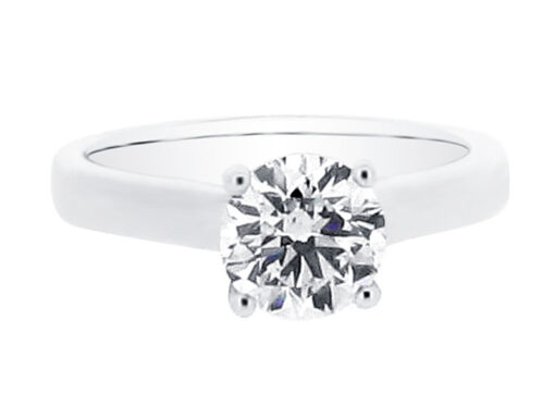 Round Brilliant Six Claw Solitaire Engagement Ring with Knife Edge Band
