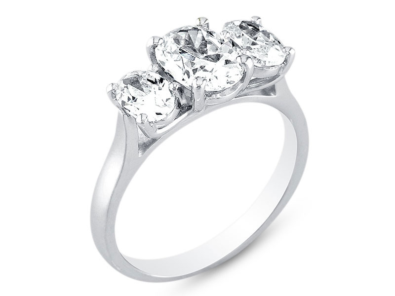 Three Stone Oval Trilogy Diamond Engagement Ring