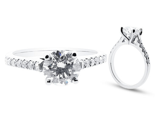 Round Brilliant With Scallop Set Shoulders Engagement Ring