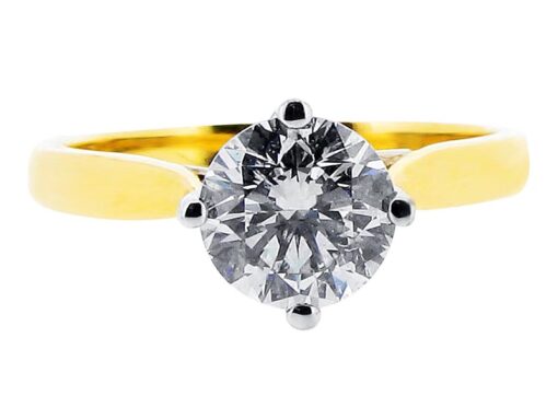 Yellow and White Gold Compass Setting Engagement Ring