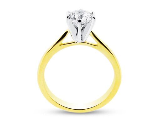 Round Brilliant Six Claw Solitaire in Yellow Gold Engagement Ring