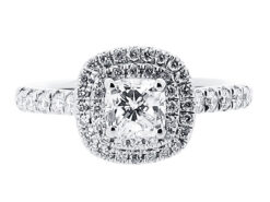 Cushion Double Halo Engagement Ring with Matching Wedding Ring - ER 1513
