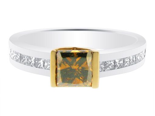 Princess Cut Cognac Diamond Engagement Ring