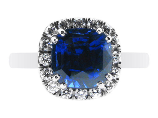 Blue Sapphire Engagement Ring Halo Style
