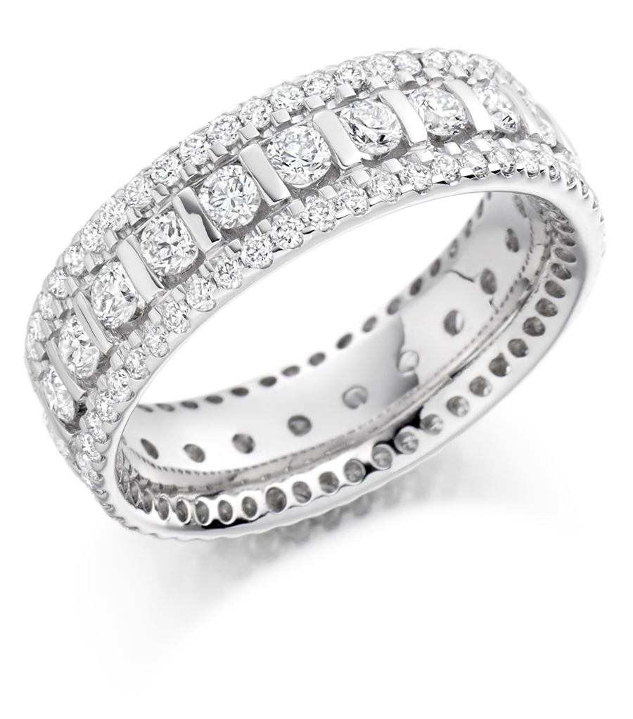 Graduated Triple Row Diamond Set Ring – FET 1371 – Voltaire Diamonds
