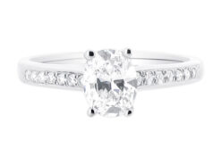 Oval Solitaire in Crossover Setting and Pave Set Shoulders Engagement Ring - ER 1408
