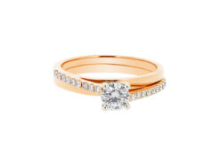 ER 1228-round solitaire offset scallop rose gold