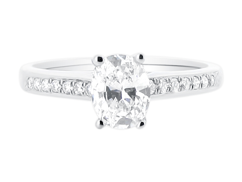 ER 1408-oval solitaire crossover pave shoulders
