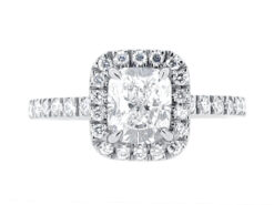 Harry Winston 'The One' Style Cushion Cut Scallop Set Halo Engagement Ring ER 1997