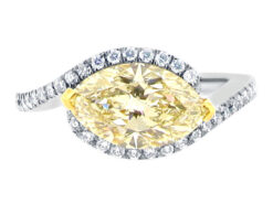 Scallop Set Halo Twist with Yellow Marquise Engagement Ring - ER 2118