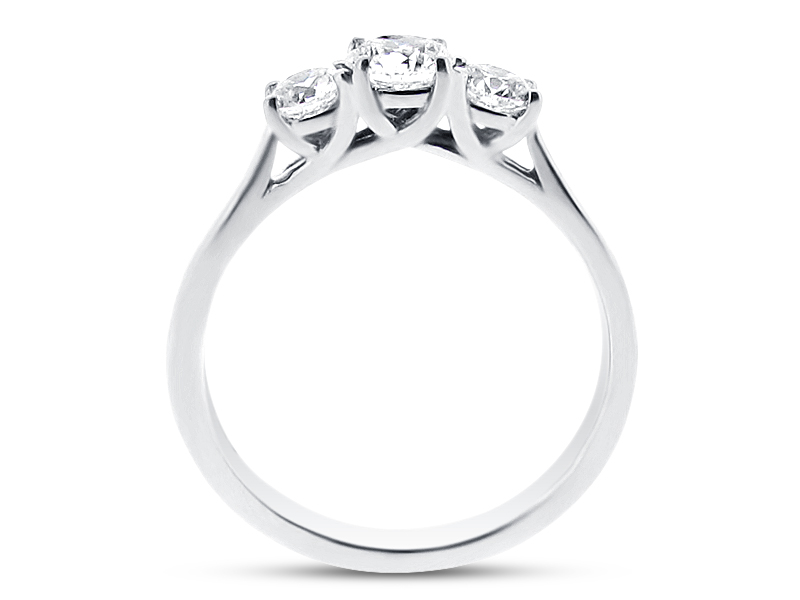 Handmade Three Stone Crossover Engagement Ring