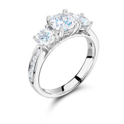 Graduated Trilogy with Channel Set Shoulders Engagement Rings