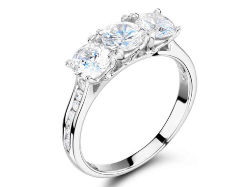 Graduated Trilogy with Channel Set Shoulders Engagement Ring