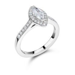 Marquise Diamond with Pave Set Halo and Shoulders Engagement Ring