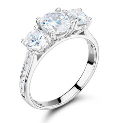 Three Stone Style Engagement Ring with Channel Set Shoulders